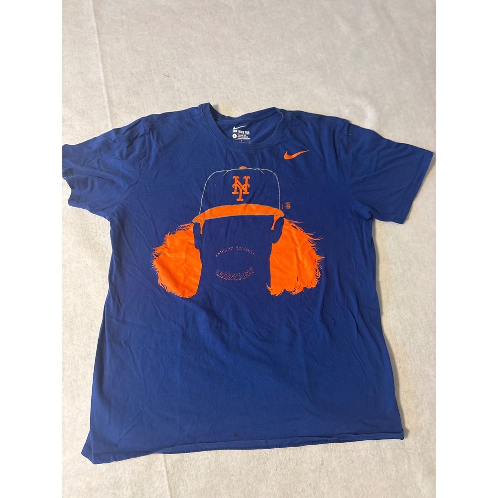 Nike New York Mets Graphic T Shirt Men's Large Blue‎ Orange Baseball Tee